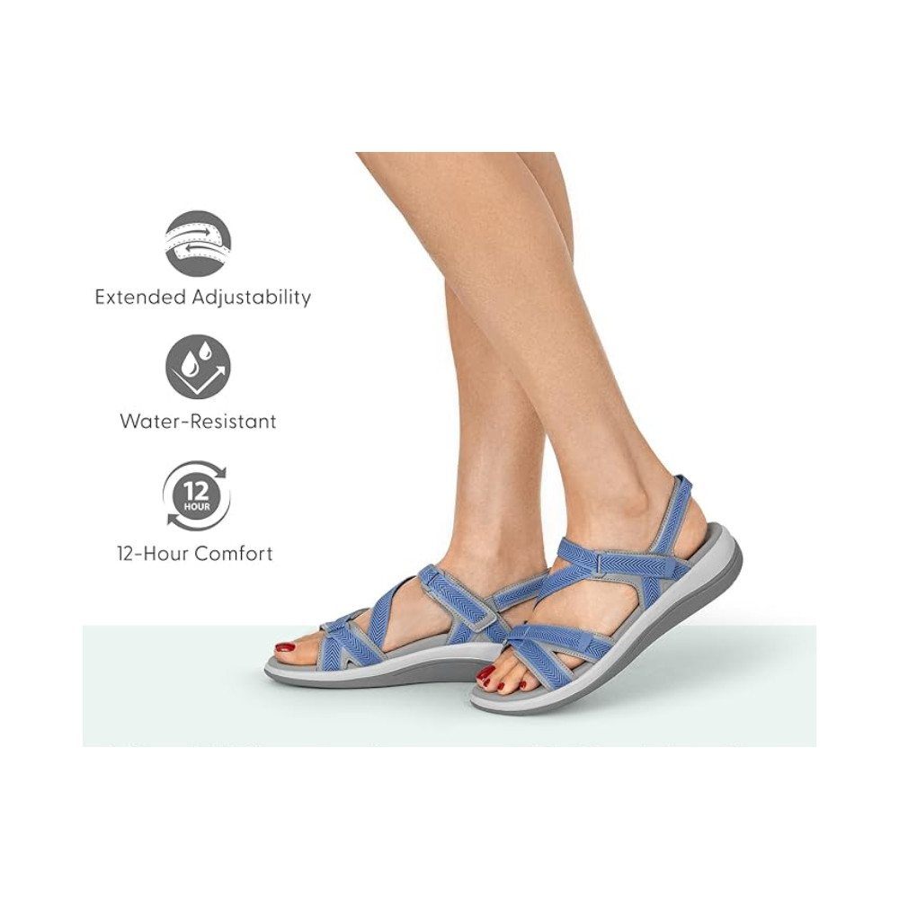 Orthofeet Women Orthopedic Lake Blue Adjustable Water Friendly Sandal