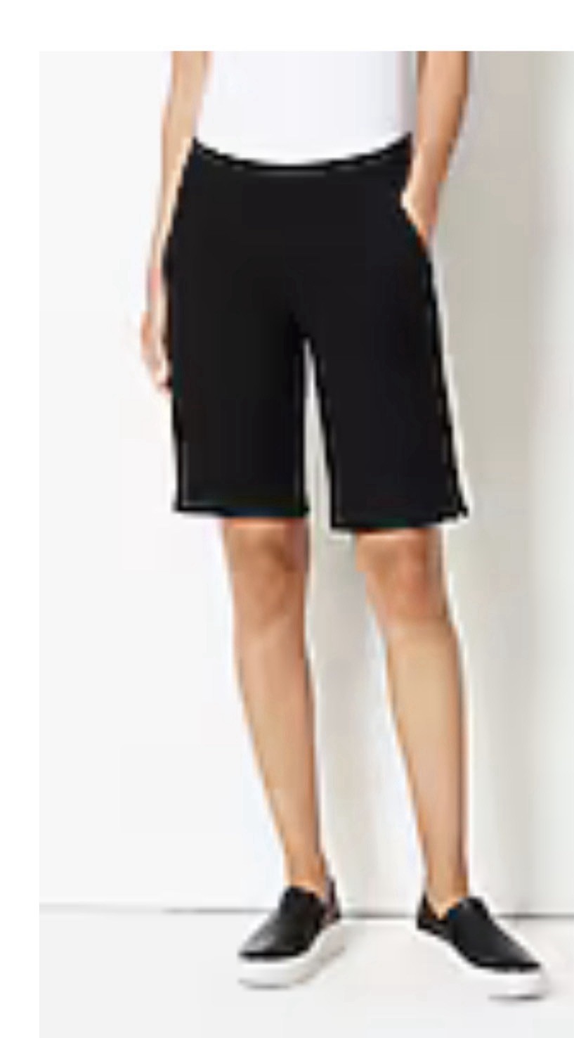NWT! J JILL (PURE JILL) BERMUDA COTTON KNIT SHORTS-LARGE-BLACK-STRETCH!