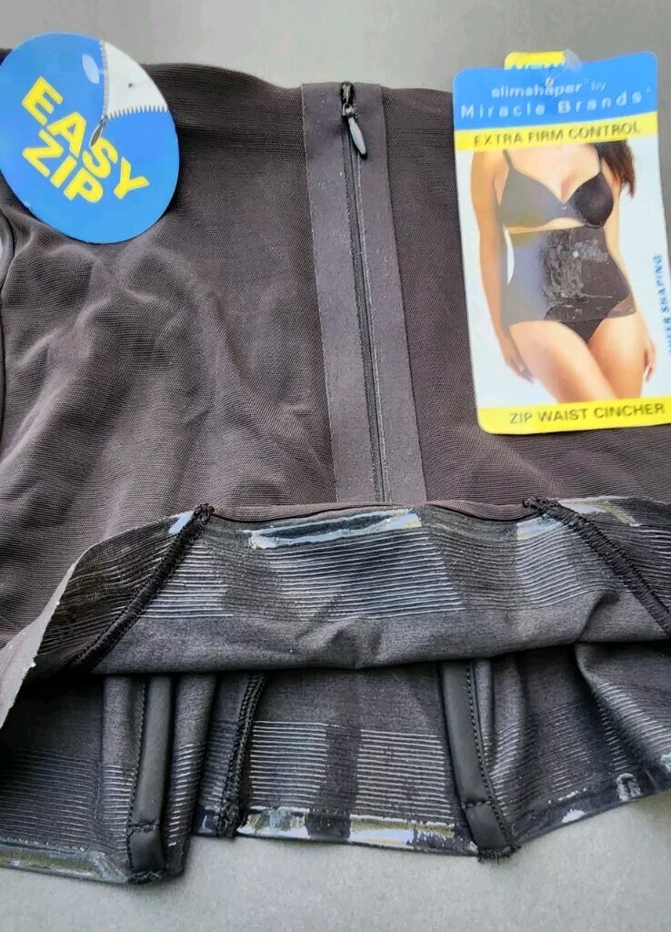 NWT Slim Shaper by Miracle Brands M Black Waist Slimming Cincher
