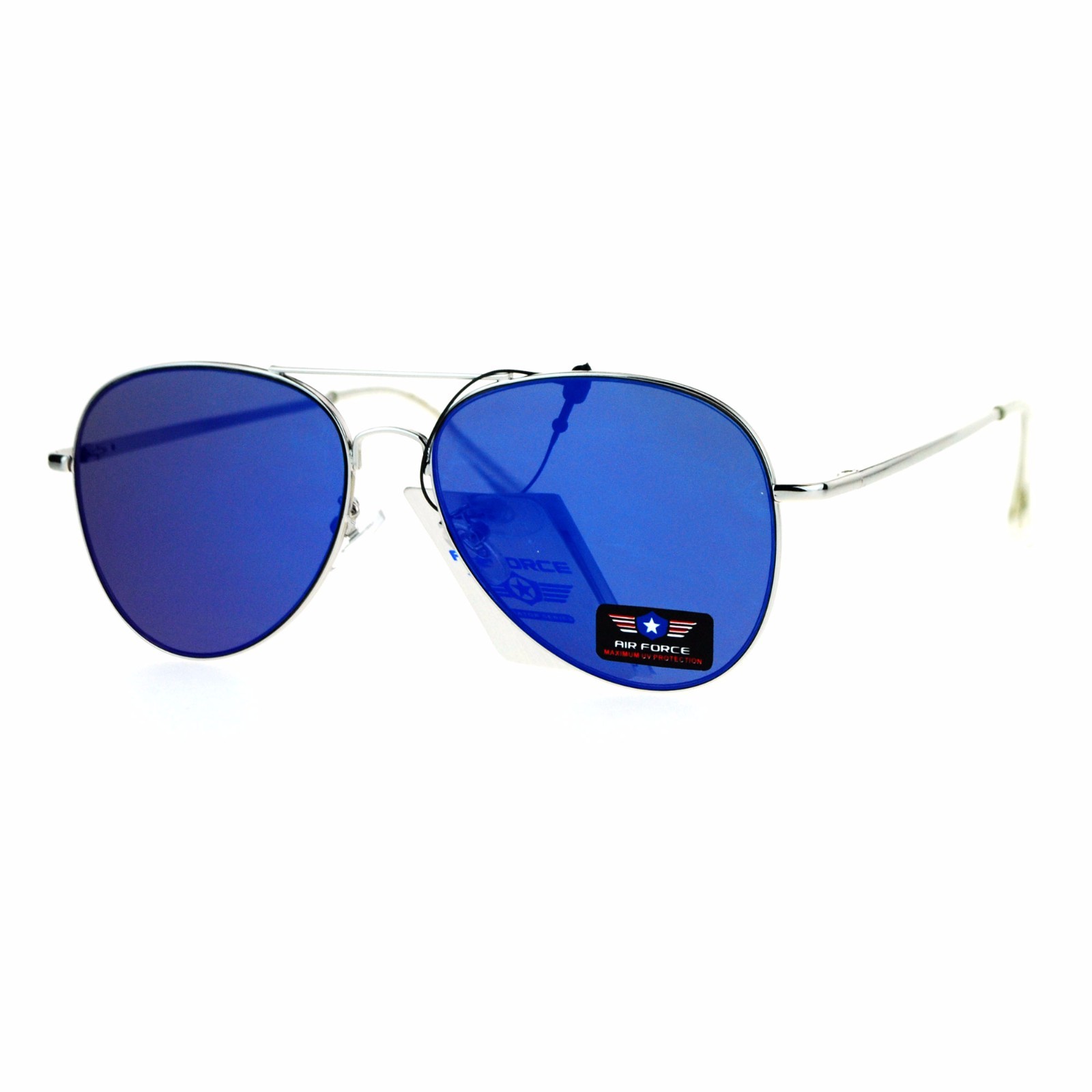 Air Force Pilot Sunglasses Unisex Spring Hinge Metal Frame Mirror Lens