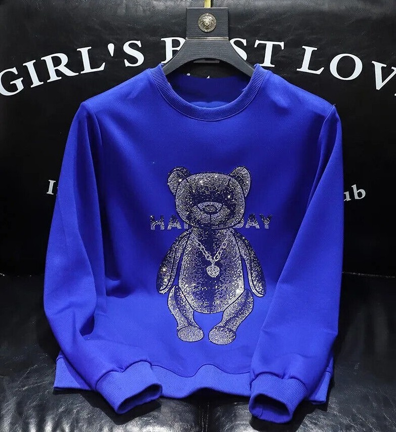 New Men Luxury Diamond Bear Rhinestones Fashion Black High Quality 4 Colors