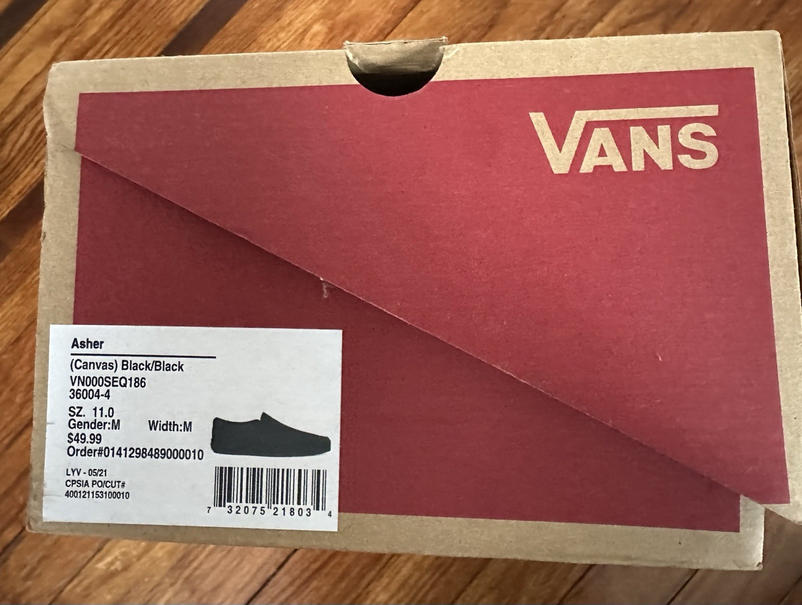 Vans Men’s Asher Slip On Double Black Canvas Casual Skate Shoes Size 12 NEW