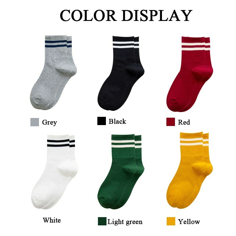 Socks School Cotton Loose Striped Crew Sport Colorful Women Sox Harajuku