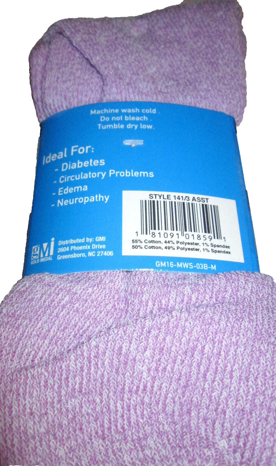 6 Pairs Womens Top Stretch Cotton Blend Diabetic Non Binding Crew Socks