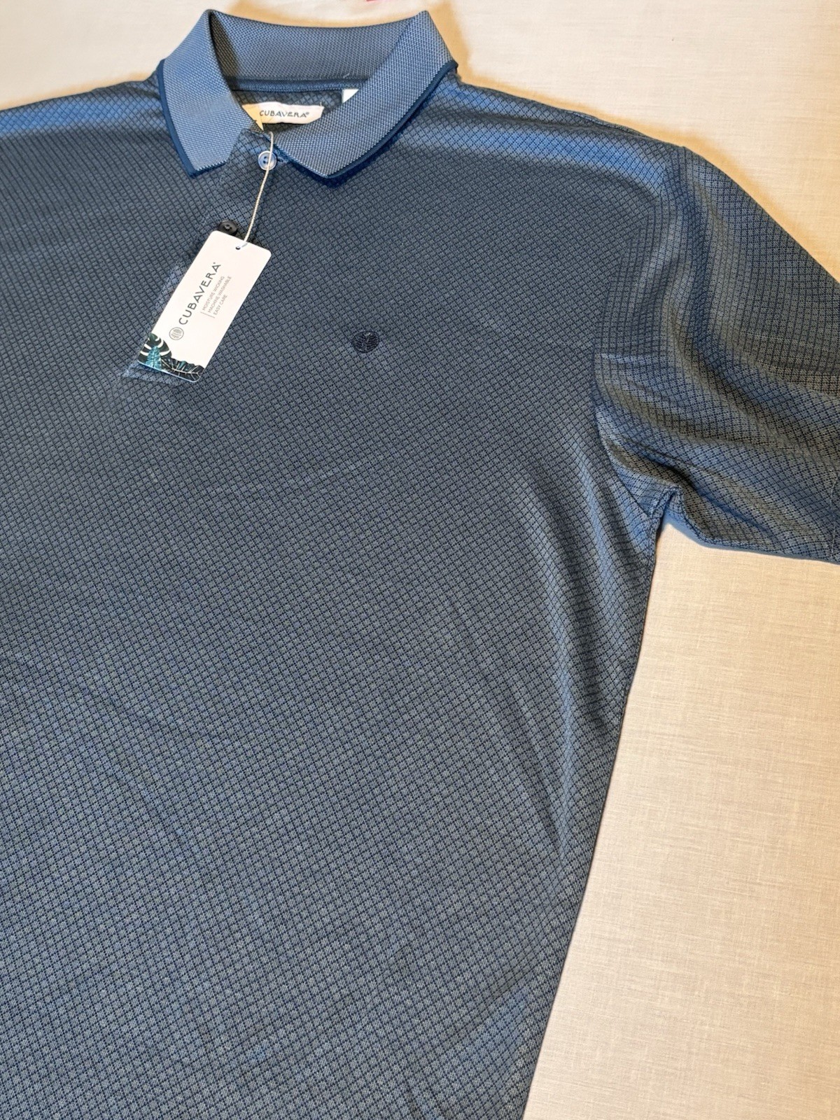 Cubavera Men’s Blue Short Sleeve Size Large Collard Shirt New With Tags