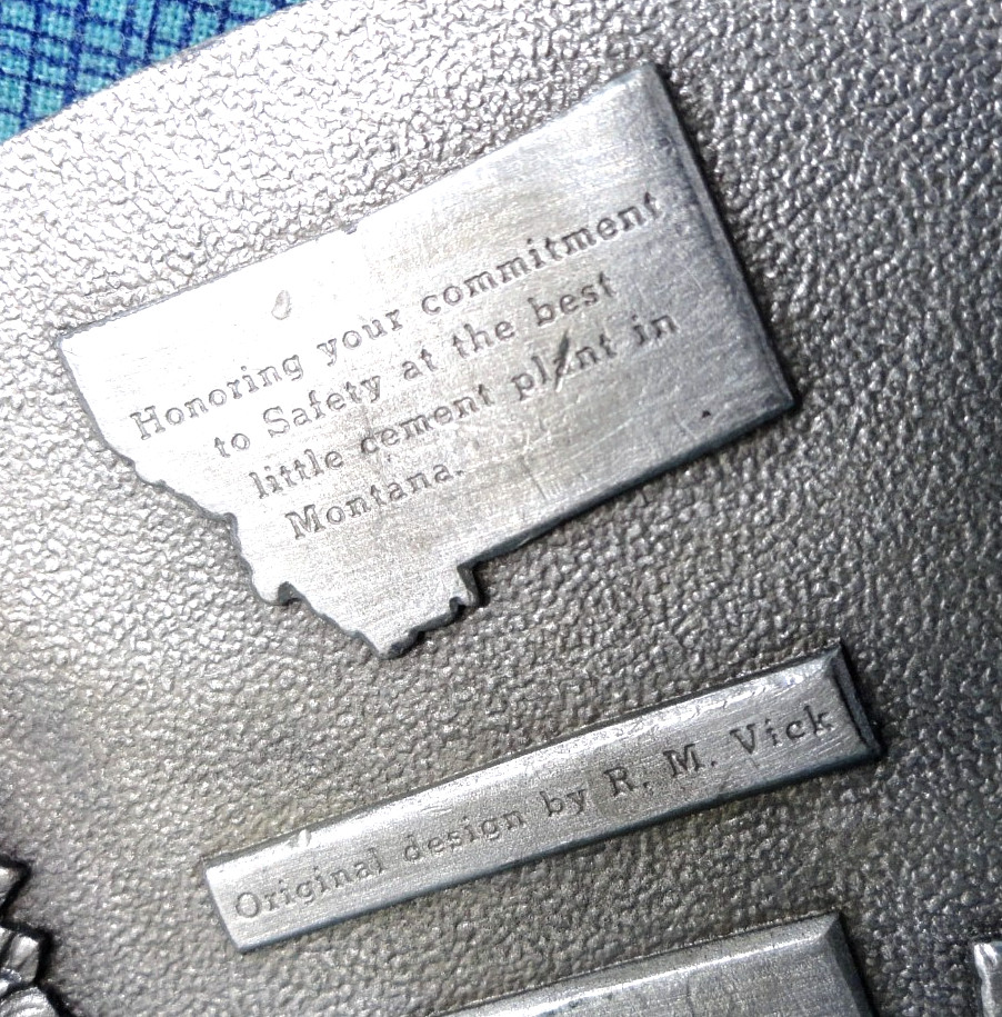 Kaiser Cement SA Belt Buckle 1984 #LE Montana City Plant RM Vick Siskiyou.GMP429