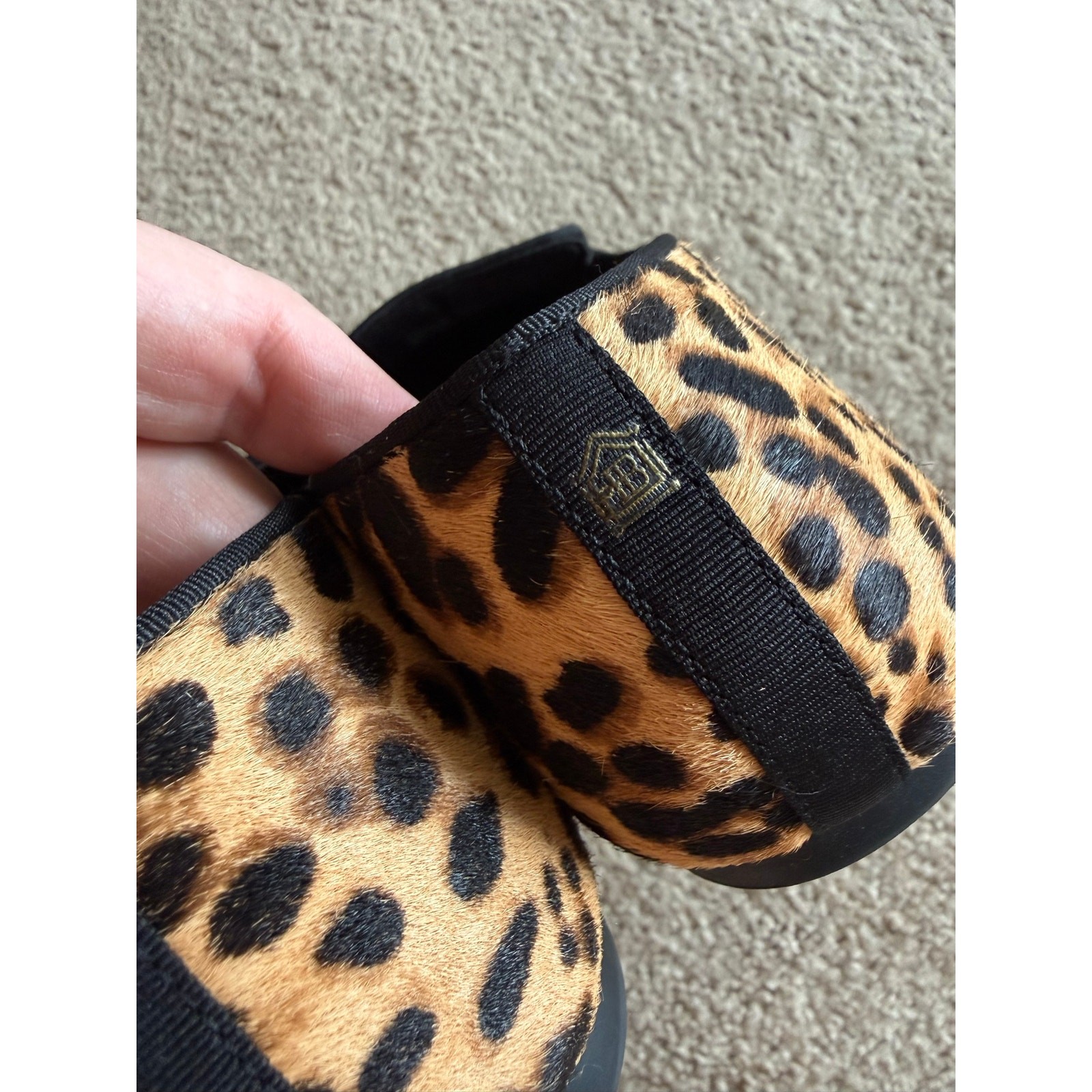 Birdies Starling Leopard Cheetah Print Calf Hair Designer Loafers Flats 8.5