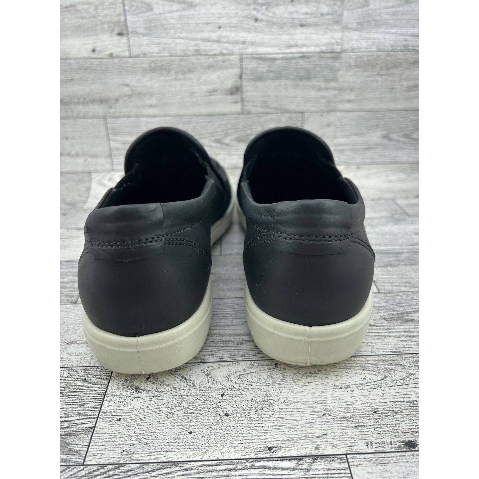 ECCO Soft 7 Woven Slip On Black Leather Shoes 470113-01001 Women EU 40 US 9-9.5