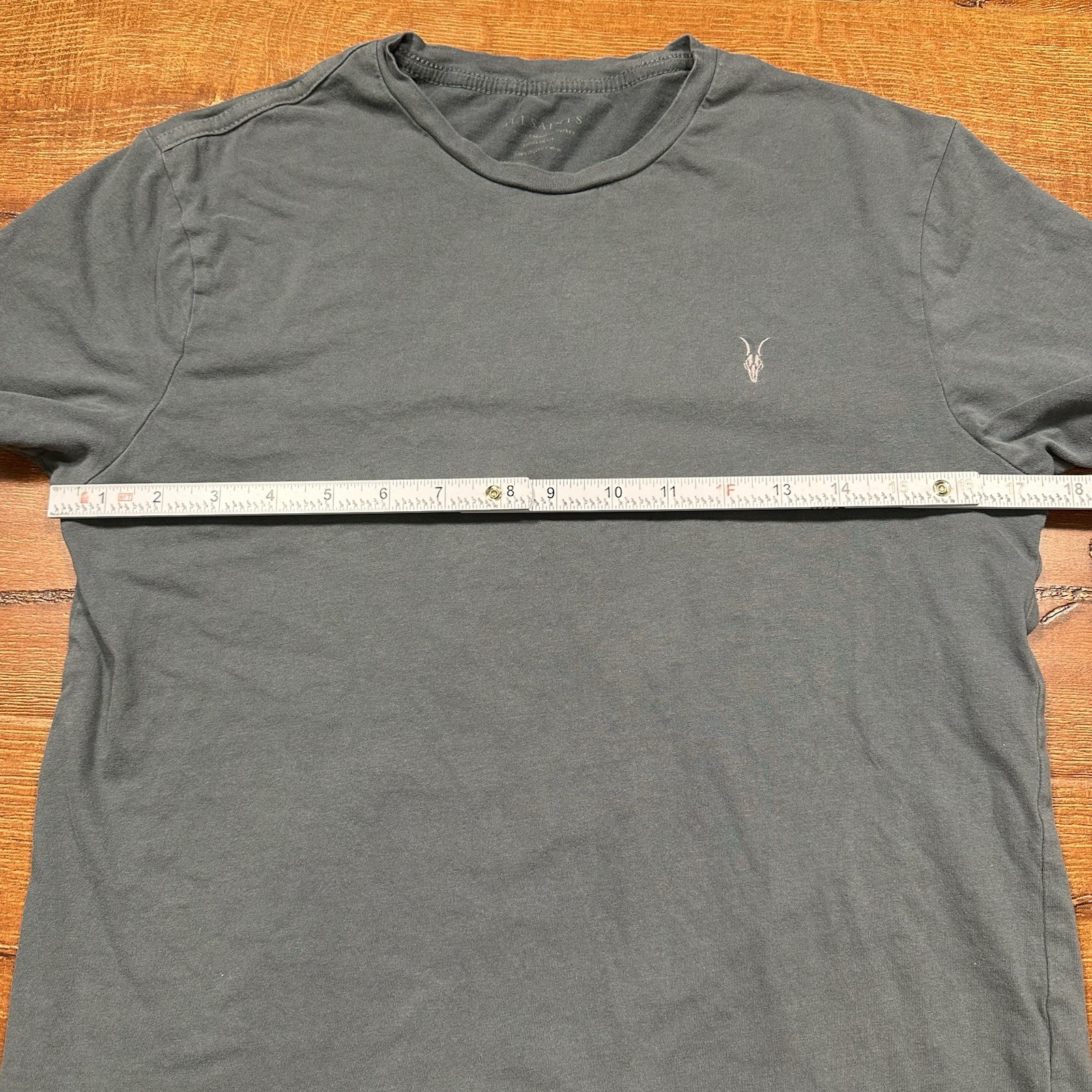 All Saints T Shirt Mens S Gray Short Sleeve Embroidered Logo City Designer Alt