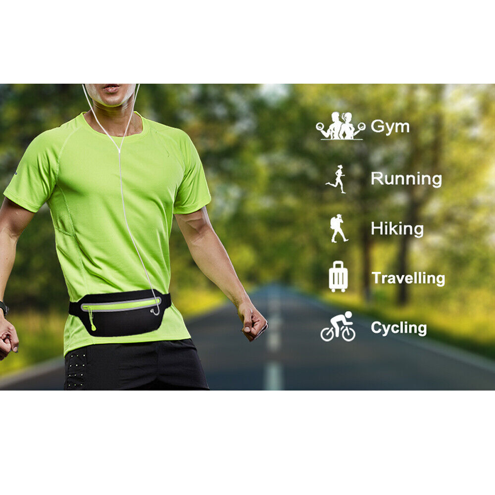 Waterproof Sport Runner Waist Bum Bag Running Jogging Belt Pouch Zip Fanny Pack