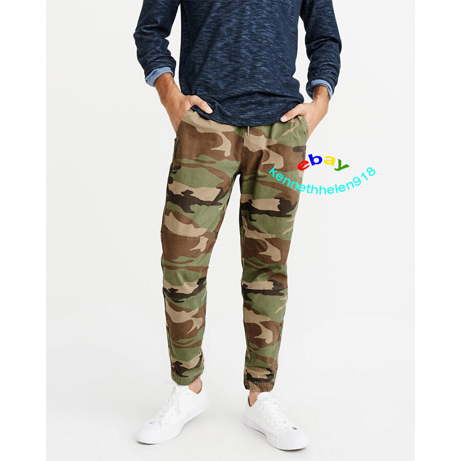 ABERCROMBIE & FITCH JOGGER PANTS OLIVE GREEN CAMO MENS SIZE M,L