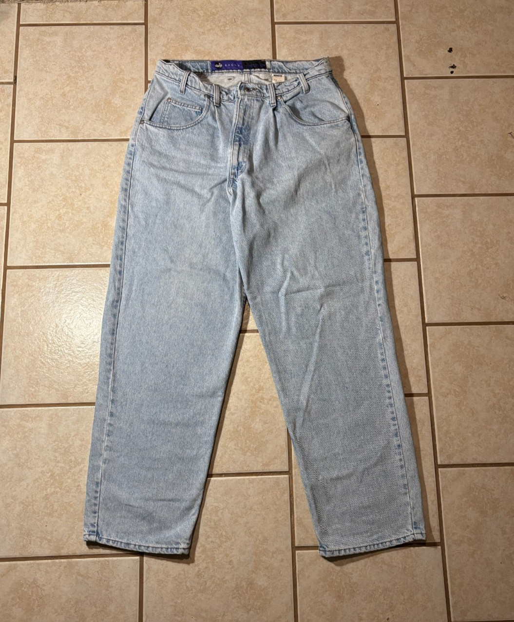 Vintage 90s Levis Silvertab Baggy Jeans Mens True 34×31.5 Light Wash Made in USA