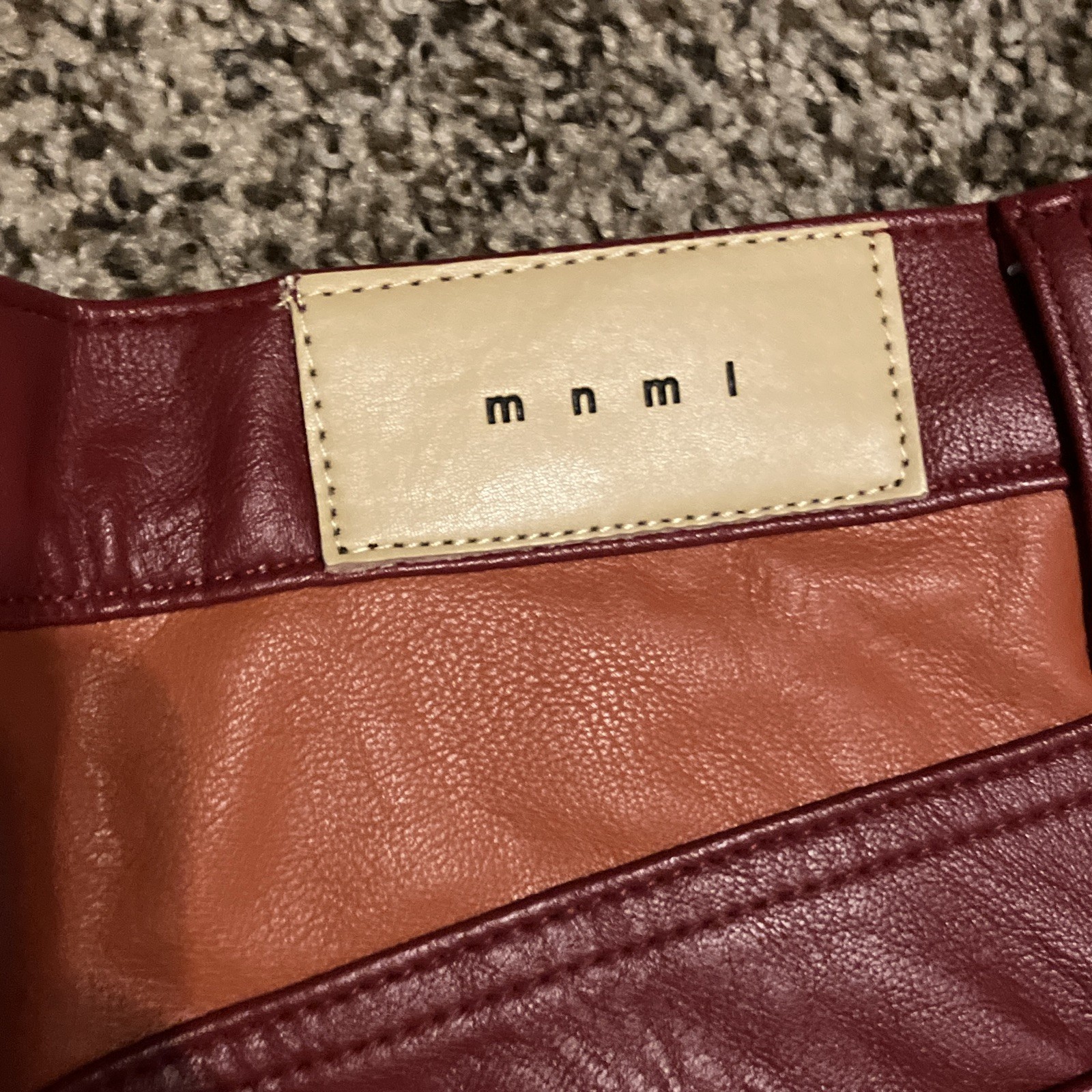 mnml Faux Leather Flared Pants Red/Orange Slim Fit Pockets Size 31