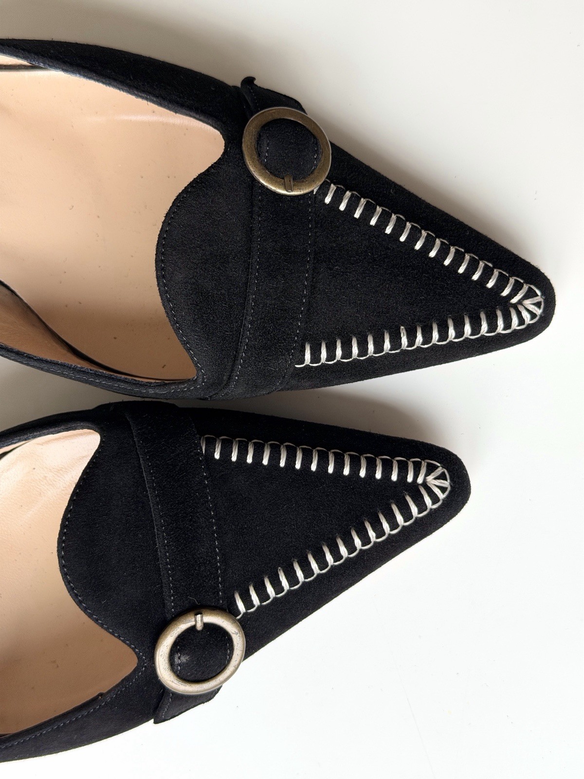 Manolo Blahnik vintage black suede mules, IT 38, ~ US 7.5-8, kitten heel: 2”