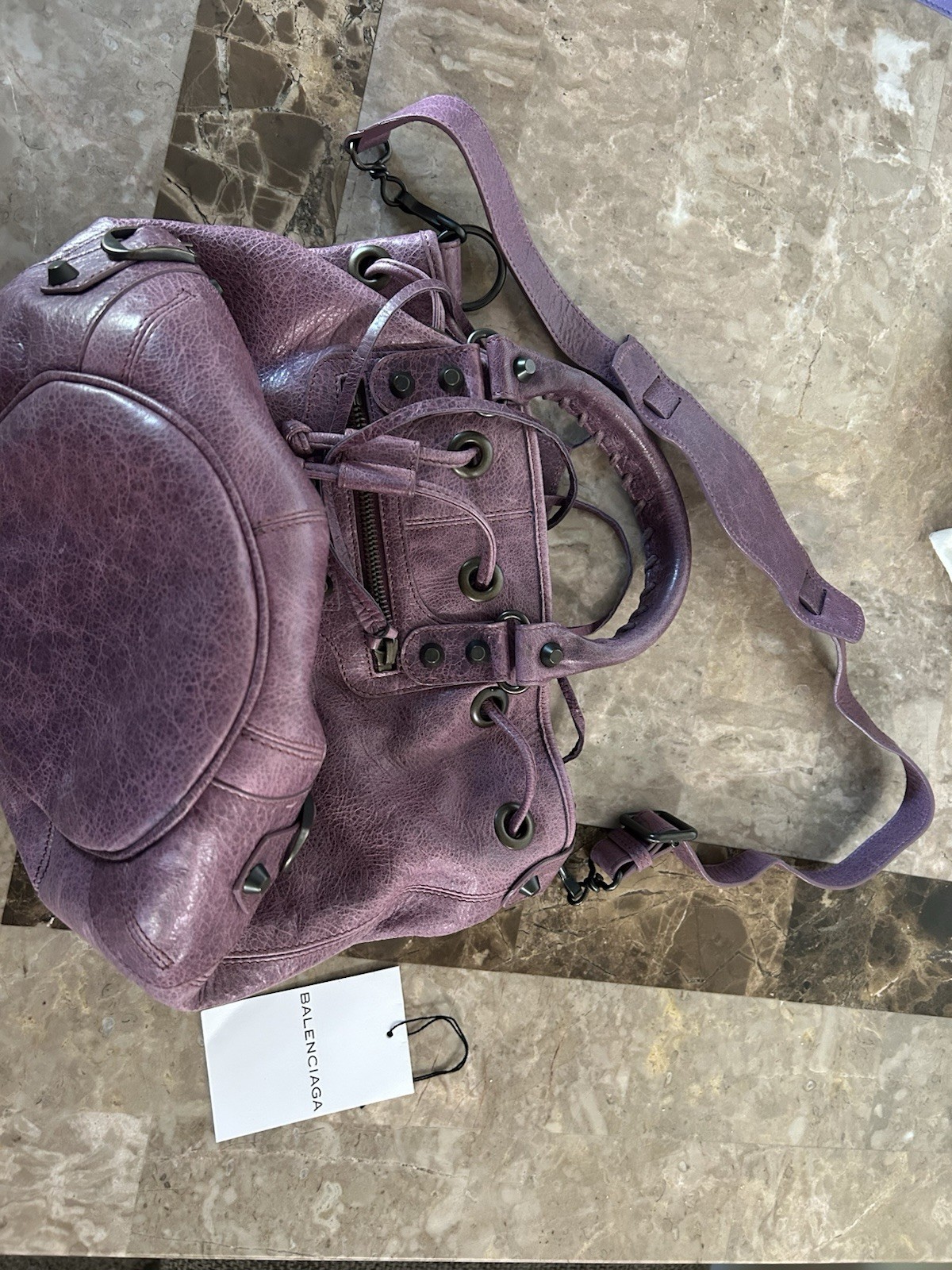 Balenciaga Mini Purple Bucket Shoulder Bag w/ Mirror, Detachable Strap
