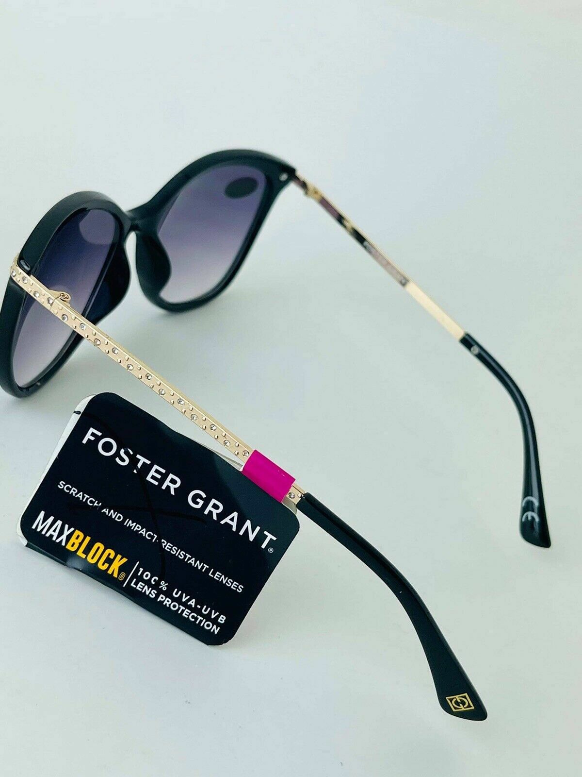 Foster Grant Maxblock 100% UVA / UVB Protection Black Gold Sunglasses For Women