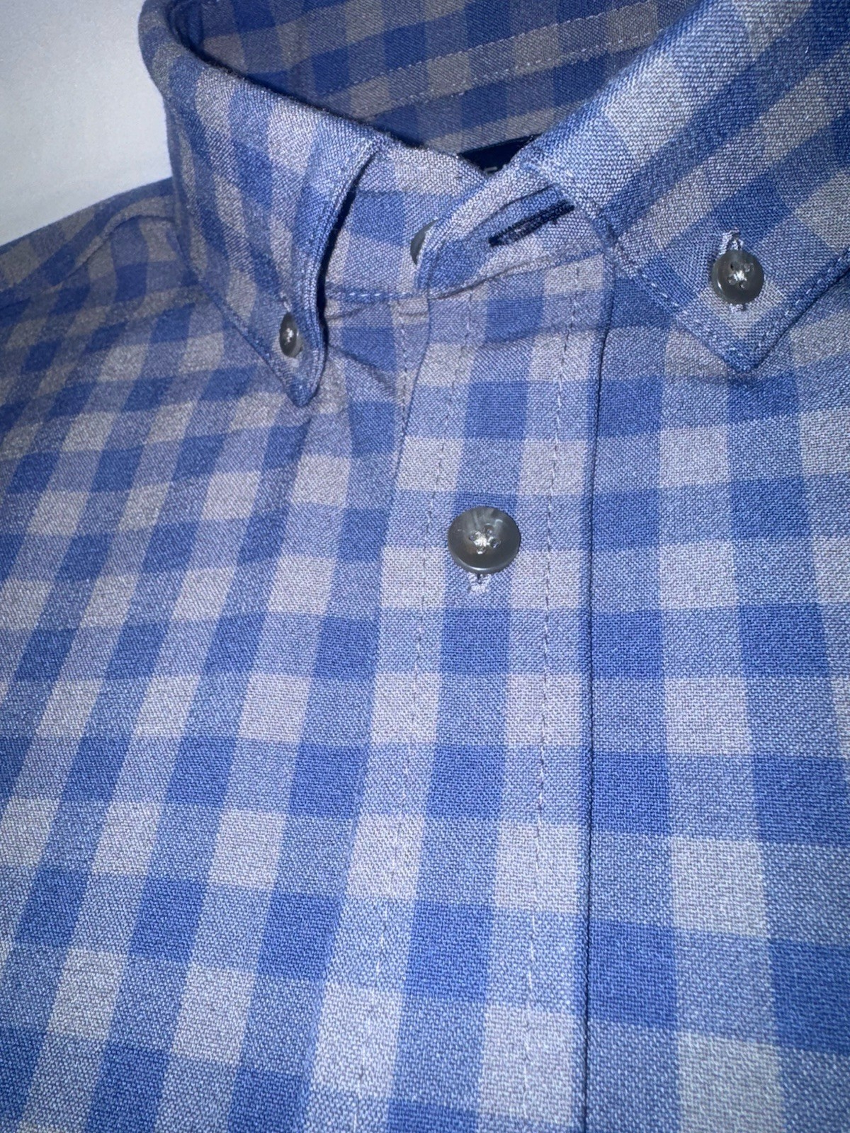 Mizzen + Main Gingham City Flannel Shirt Classic Oxford Blue Gray Men’s Medium
