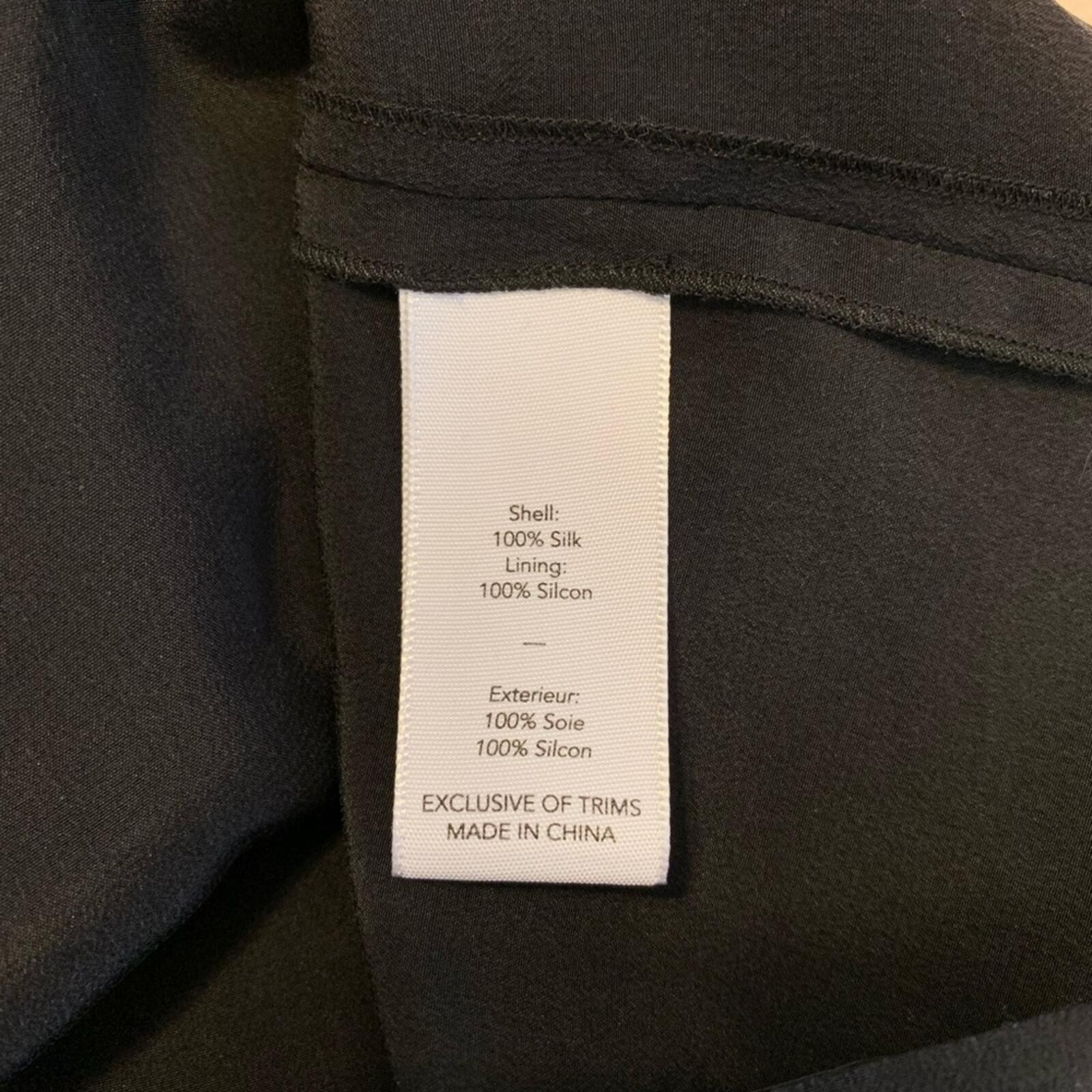 Elizabeth And James Black Asymmetrical Raw Edge 100% Silk Layering Tank