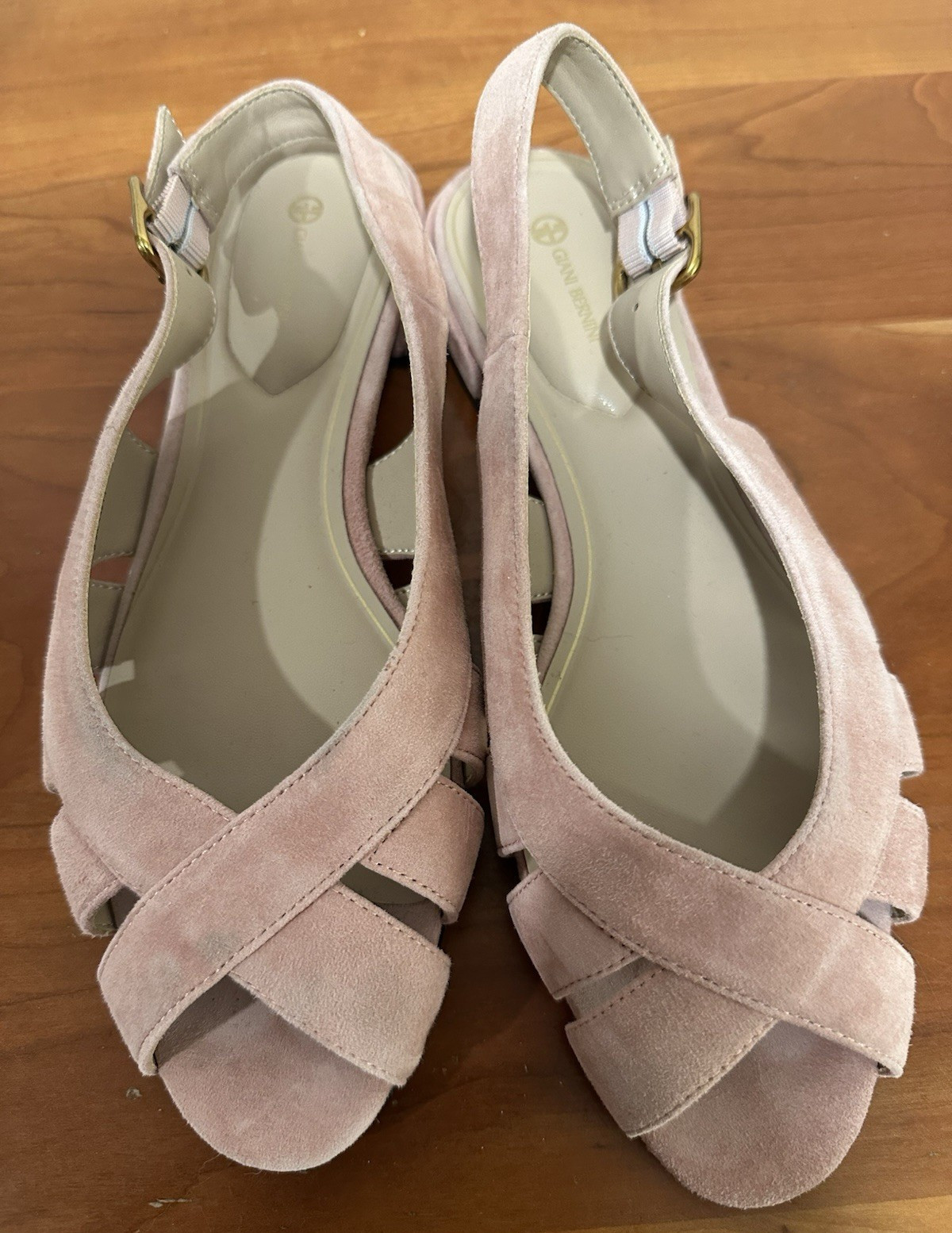Giani Bernini Women’s Pink Suede Open Toe Strappy Ankle Strap Heels 6 M