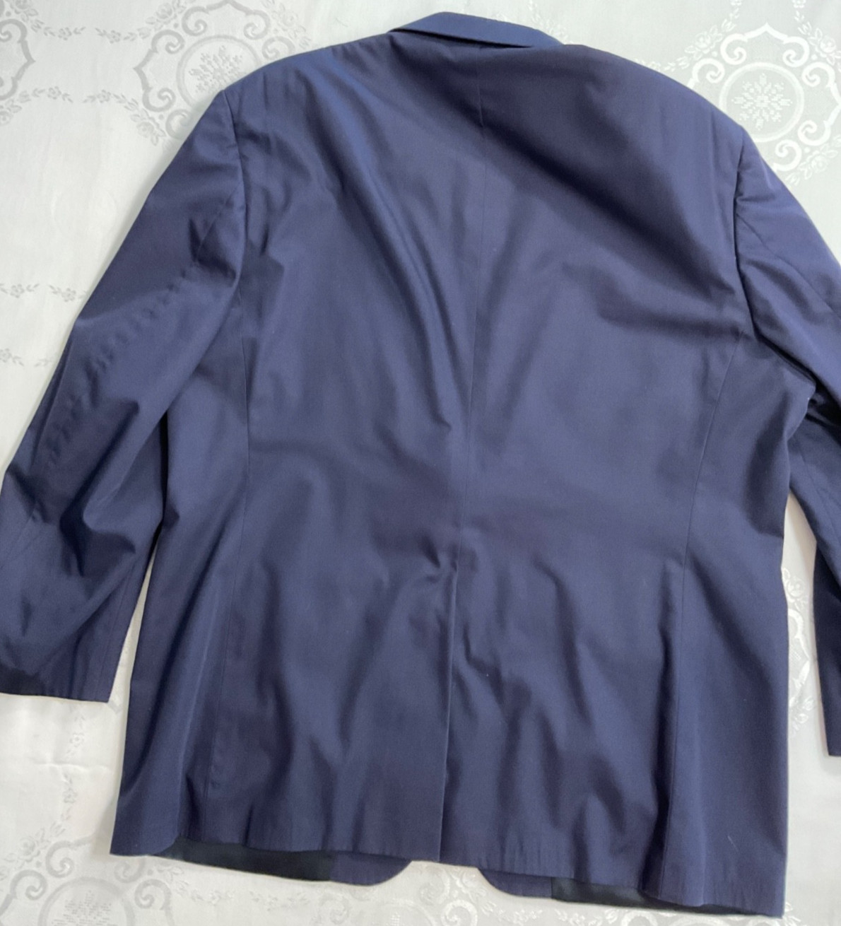 Haspel Blazer 44R Navy Blue Poplin Vintage Sport Coat Summer Weight Made in USA