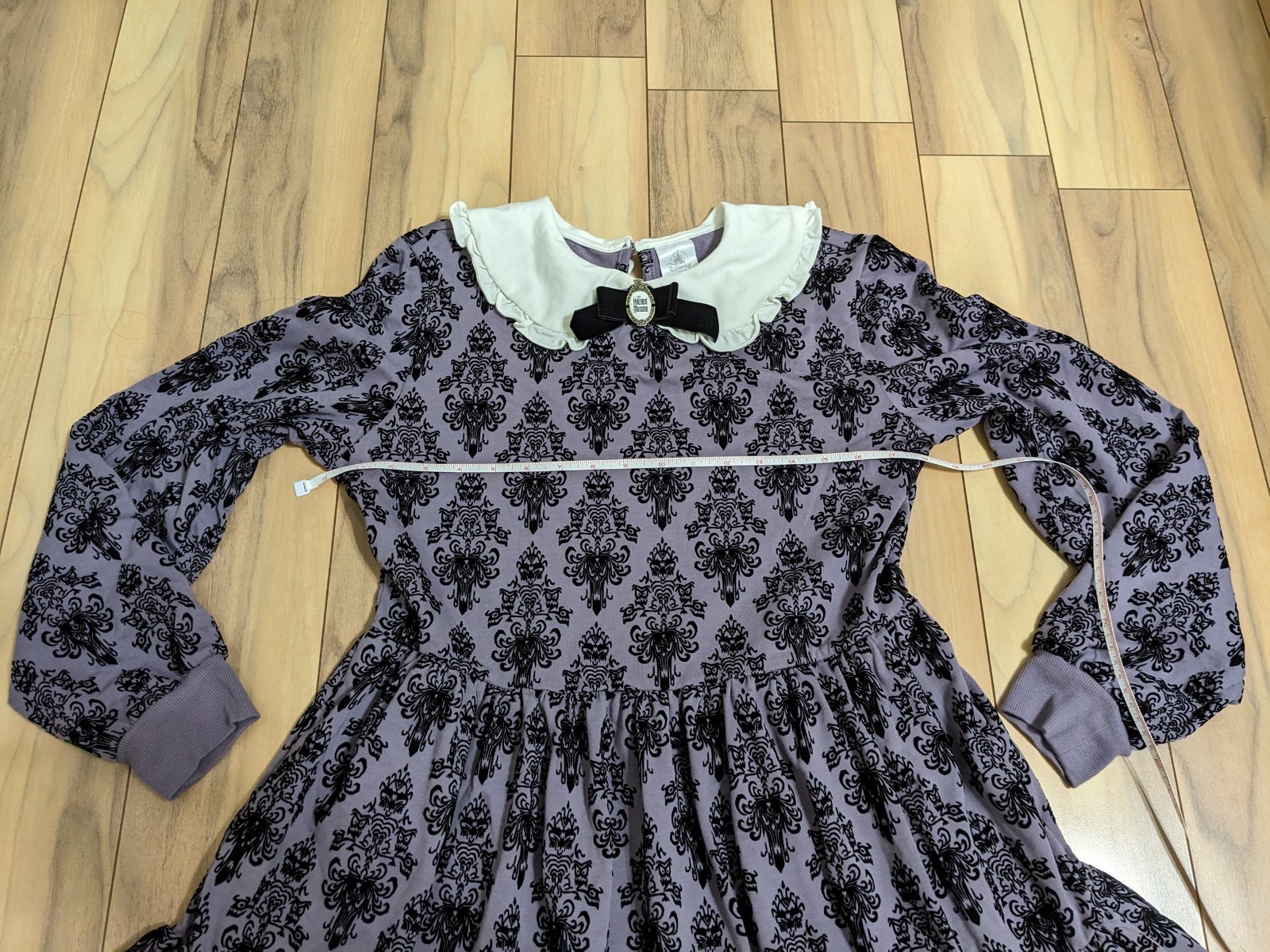 EUC! Disney Parks The Haunted Mansion Wallpaper Long Sleeve Collar Dress Size S