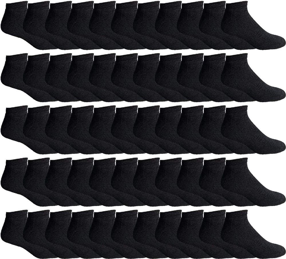 60 PK Yacht & Smith Men’s Wholesale Bulk No Show Ankle Socks, Size 10-13 (Black)
