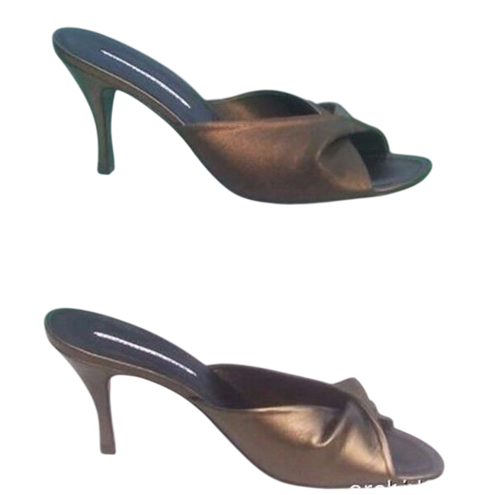 Donald Pliner Bronze Metallic Elastic Mesh and Leather Slide Shoe New NIB $255