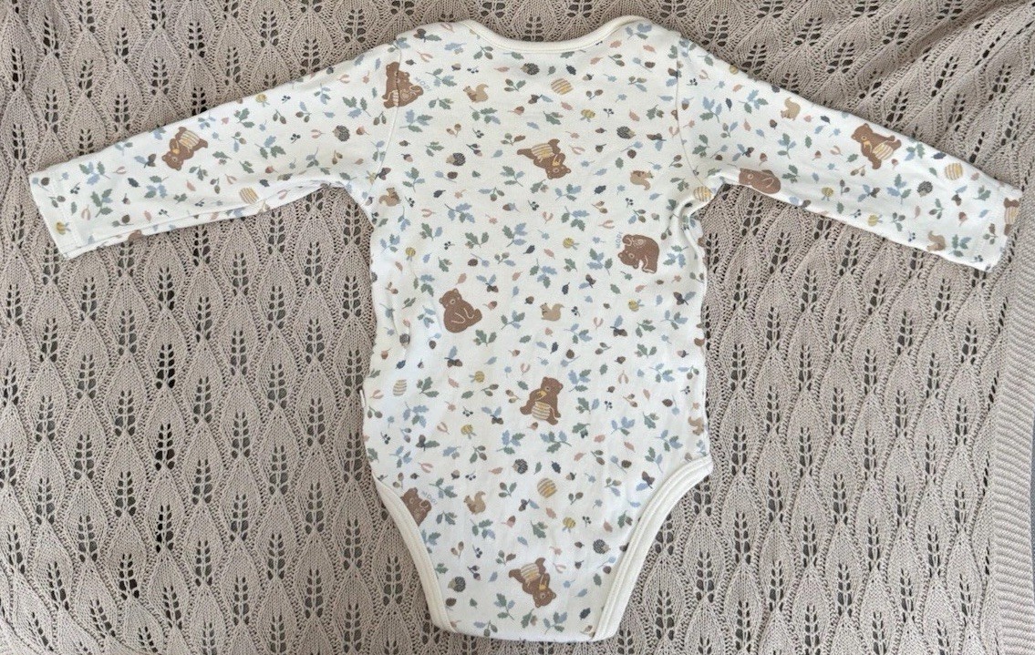 Mori Bear Long Sleeve Bodysuit 9-12 Months In Excellent Condition