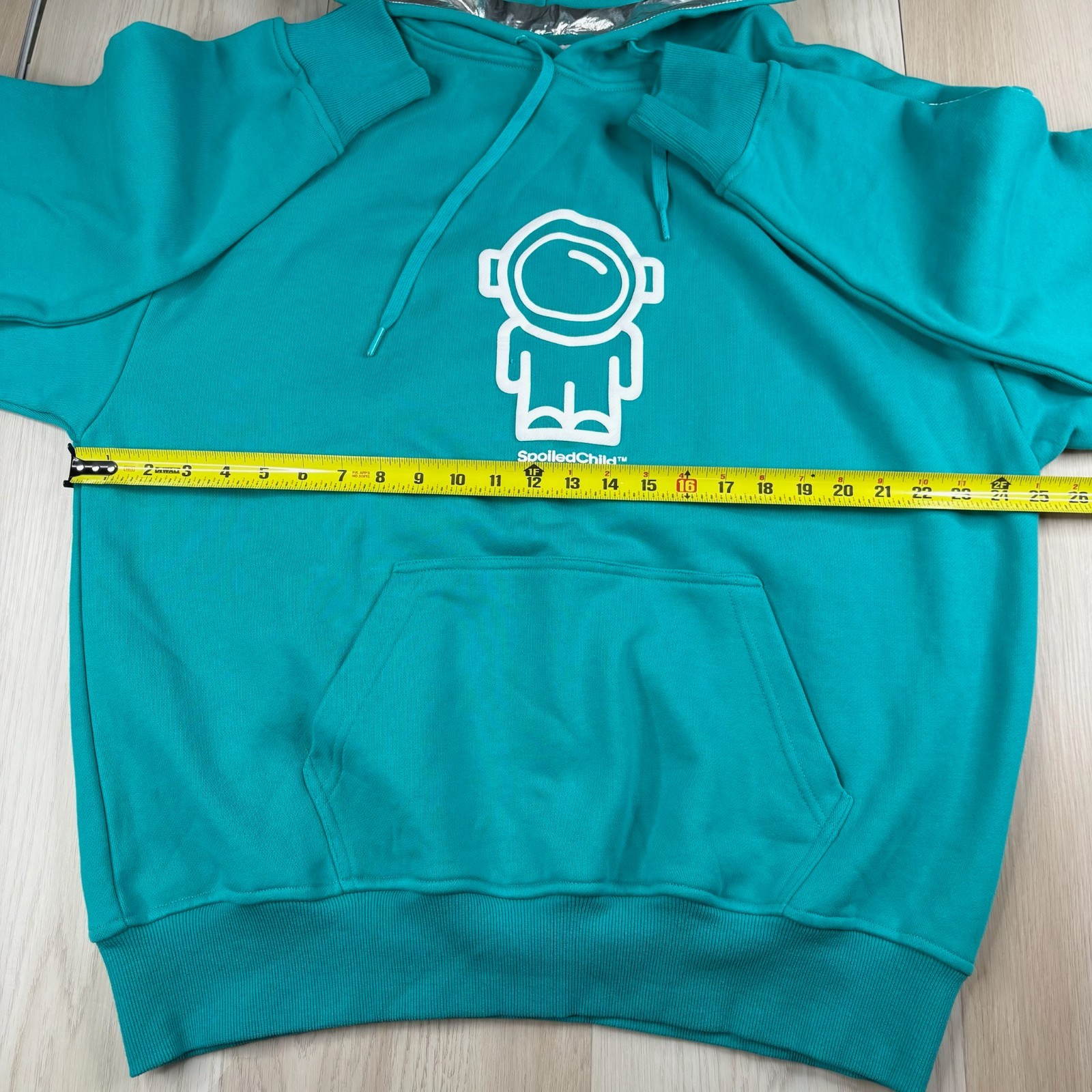 Jeremy Scott Mens Turquoise Blue Spoiled Child The Explorer Pullover Hoodie Sz L