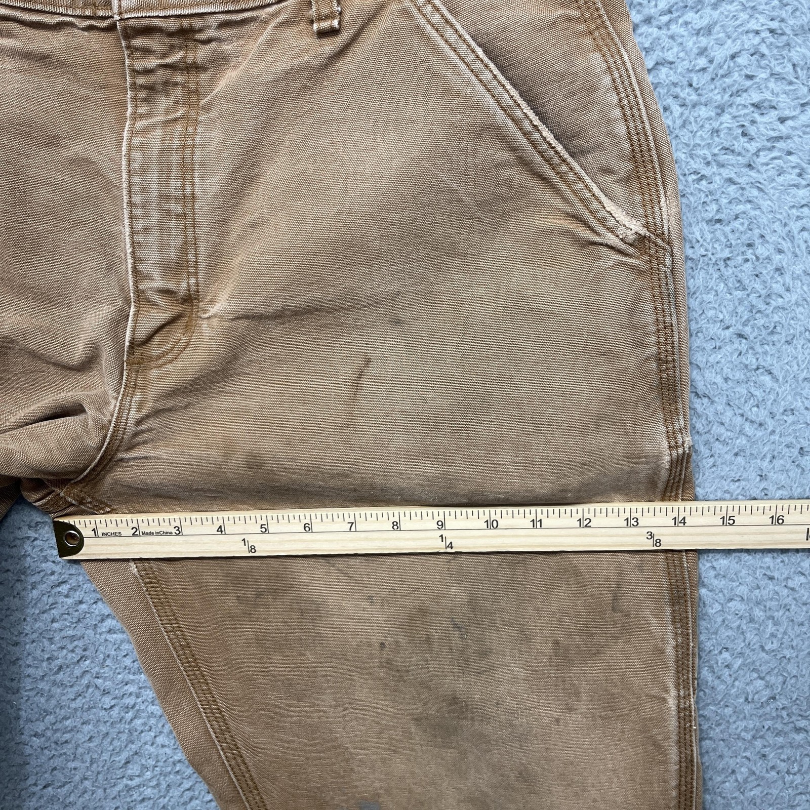 Carhartt FR Dungaree Fit Carpenter Pants Mens 36×30 Brown Canvas FRB229 Work