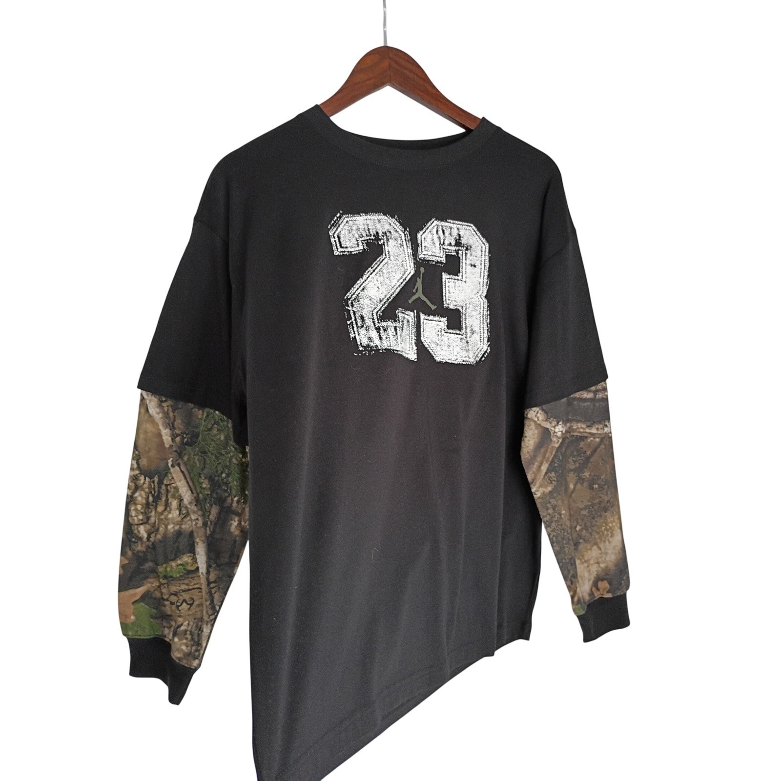 NWT Jordan Jumpman 23 Camo Layered Long Sleeve Graphic Tee Women M/L