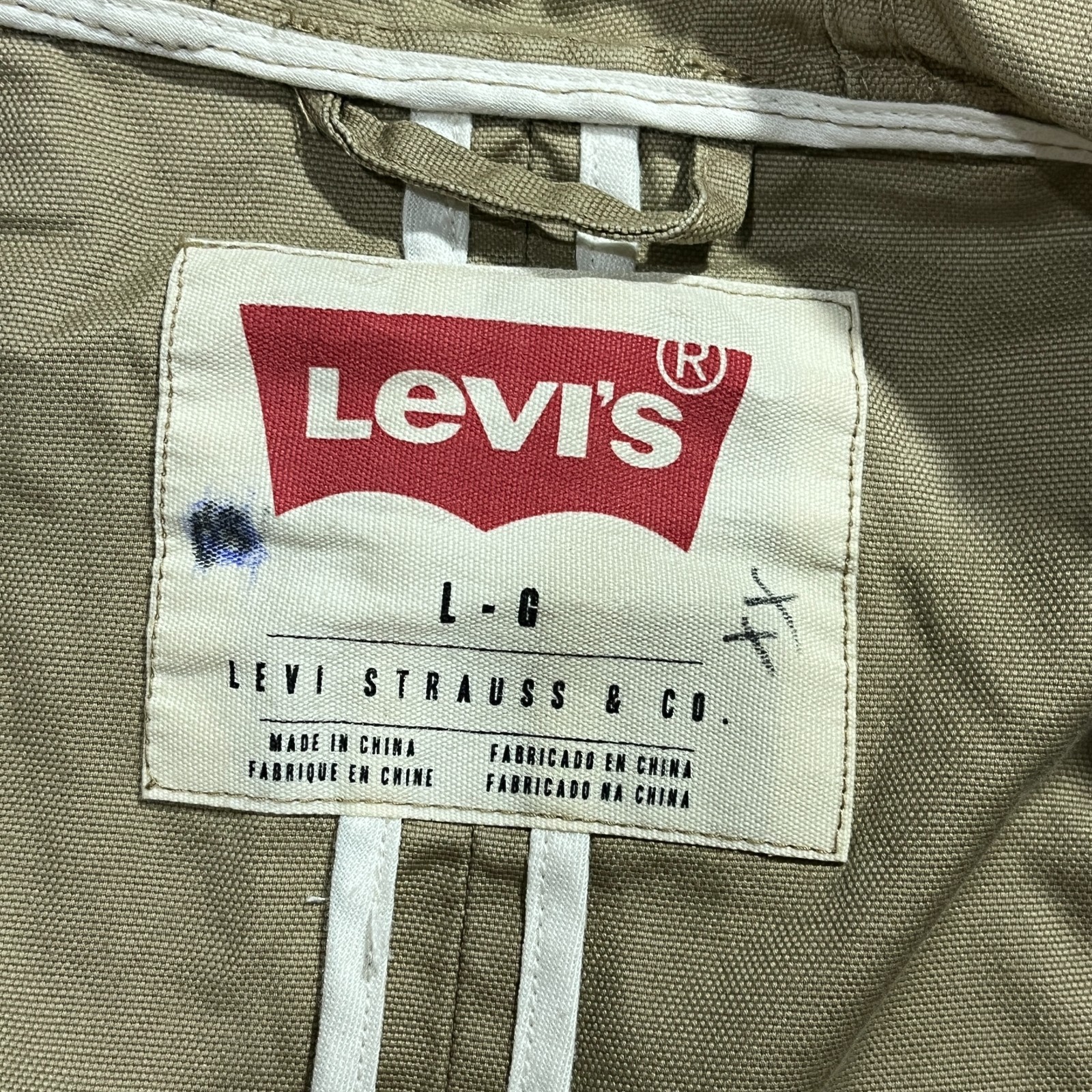 Levi’s Jacket Mens Large Canvas Hooded Full Zip Military Field Coat Pockets