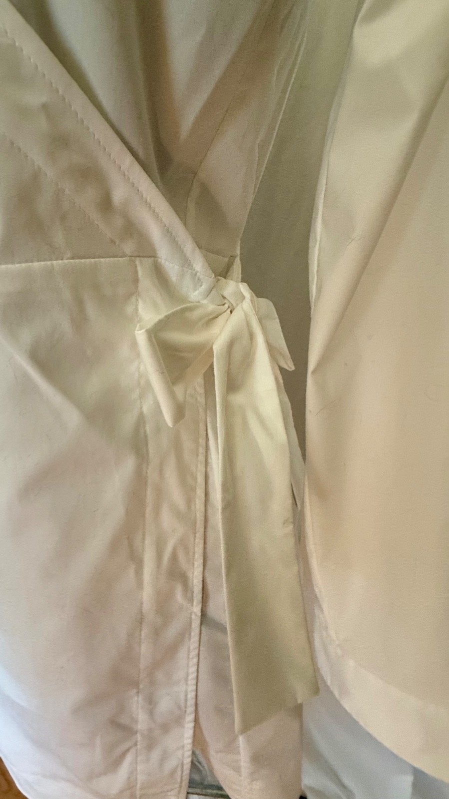 NWT SPANX Poplin Wrap Tie Dress L White Classic Collared Shirt Dress