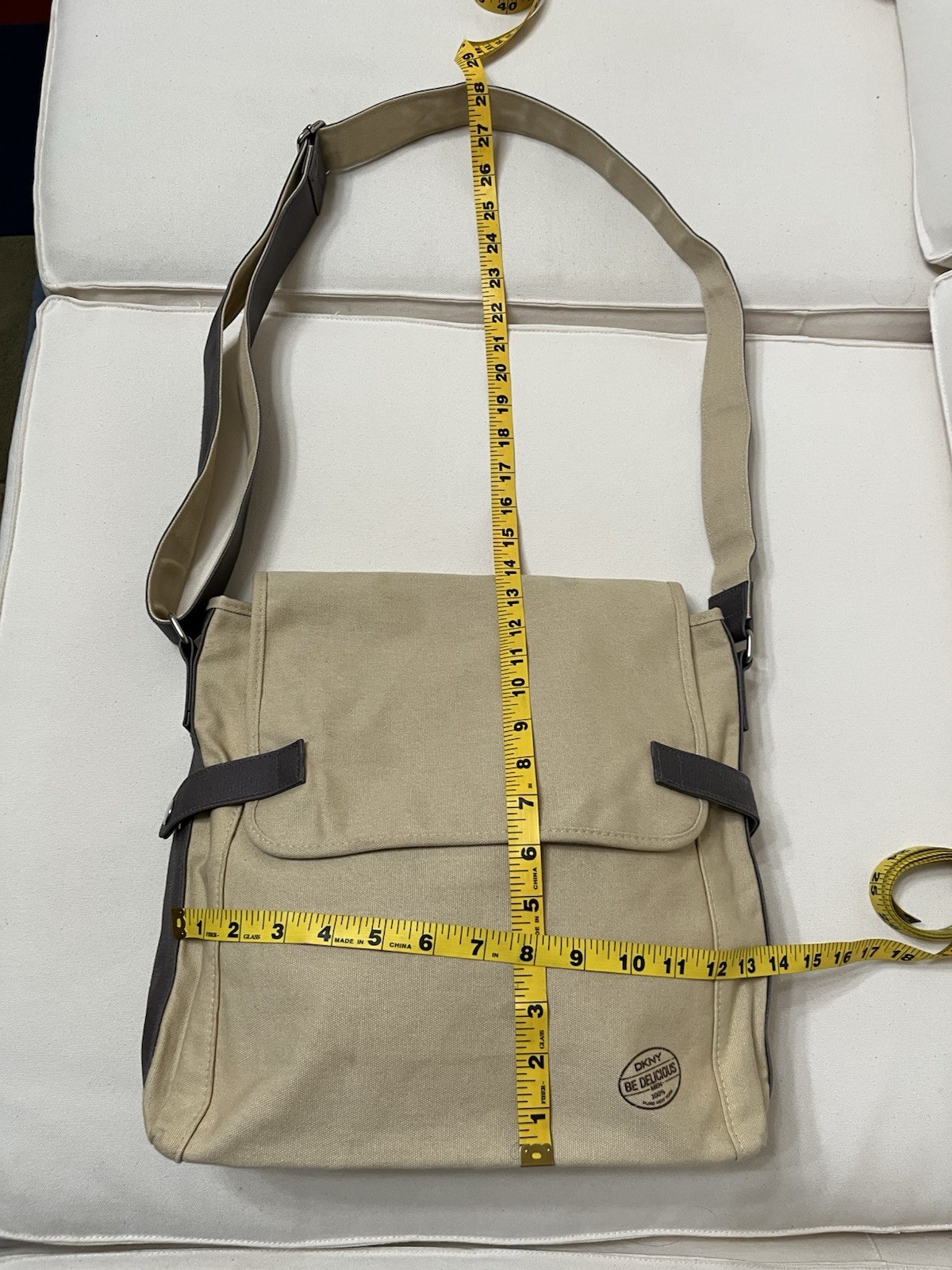 NEW DKNY Mens 100% Cotton Lined Adjustable Strap Crossbody Bag