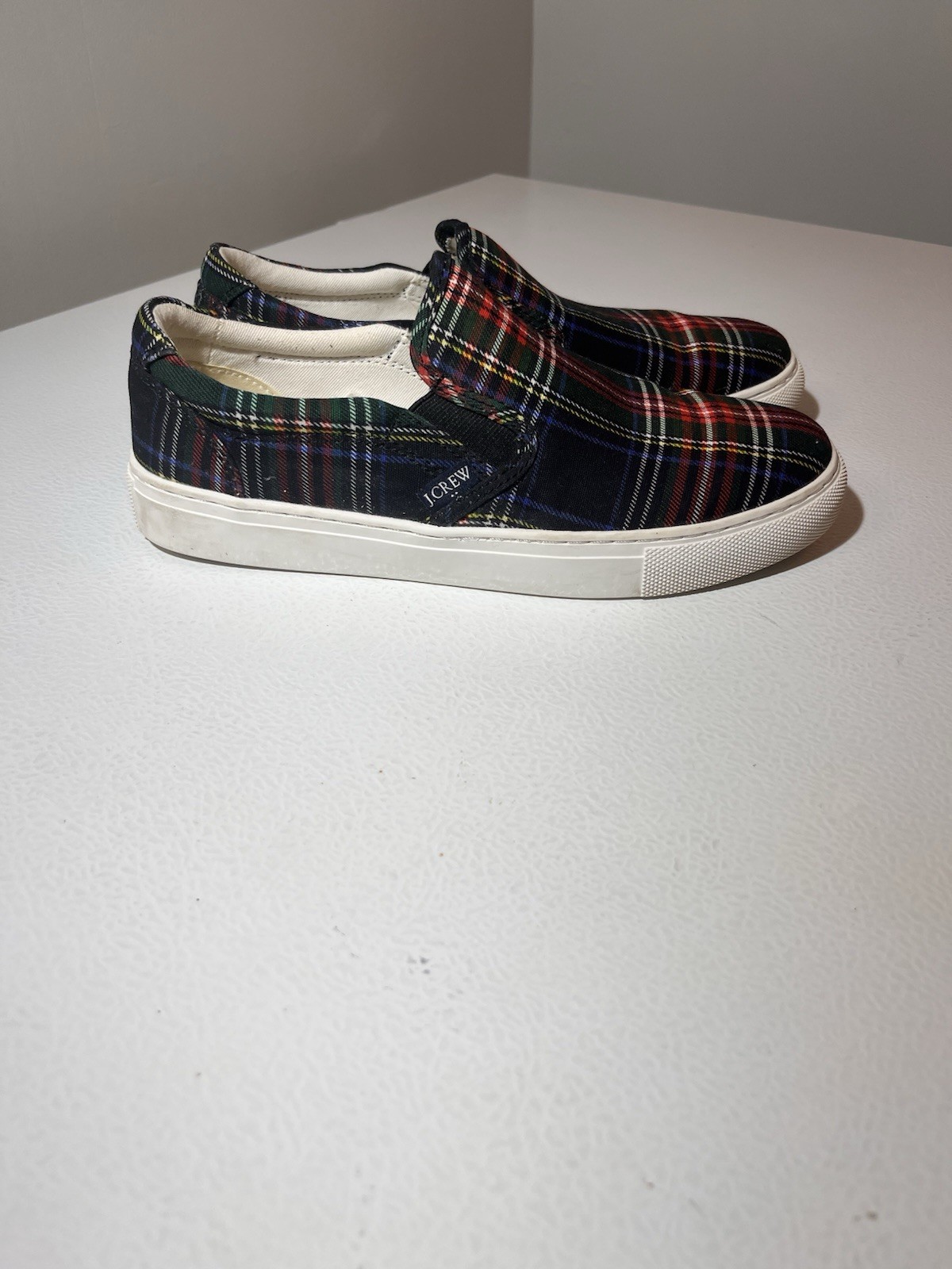 J.CREW Men’s Multicolor Plaid Canvas Slip-On Sneakers Rubber Sole US 7.5 M