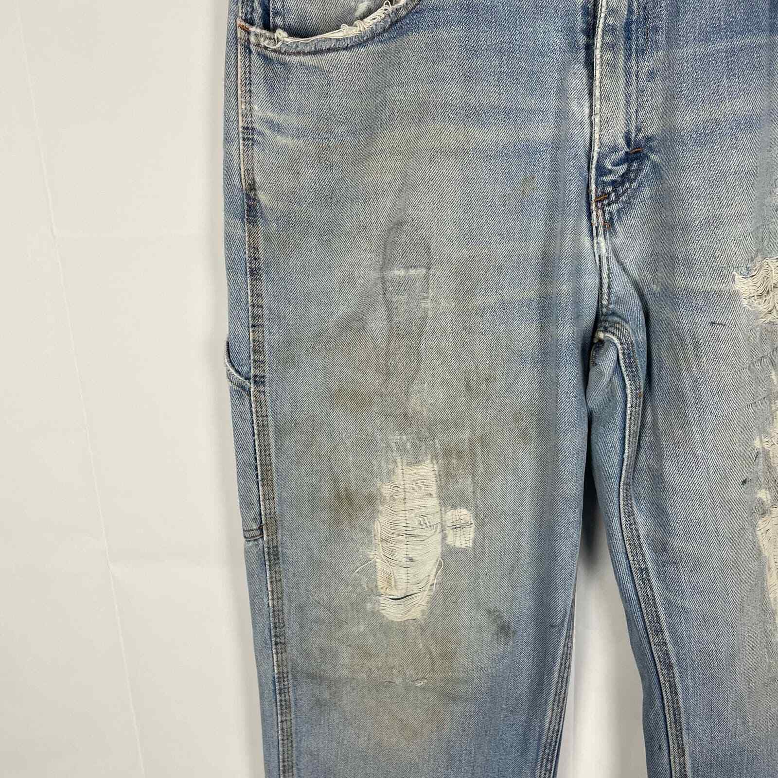 Tyndale FR Jeans Flame Resistant F290T Carpenter 35 X 32 Light Wash Distressed