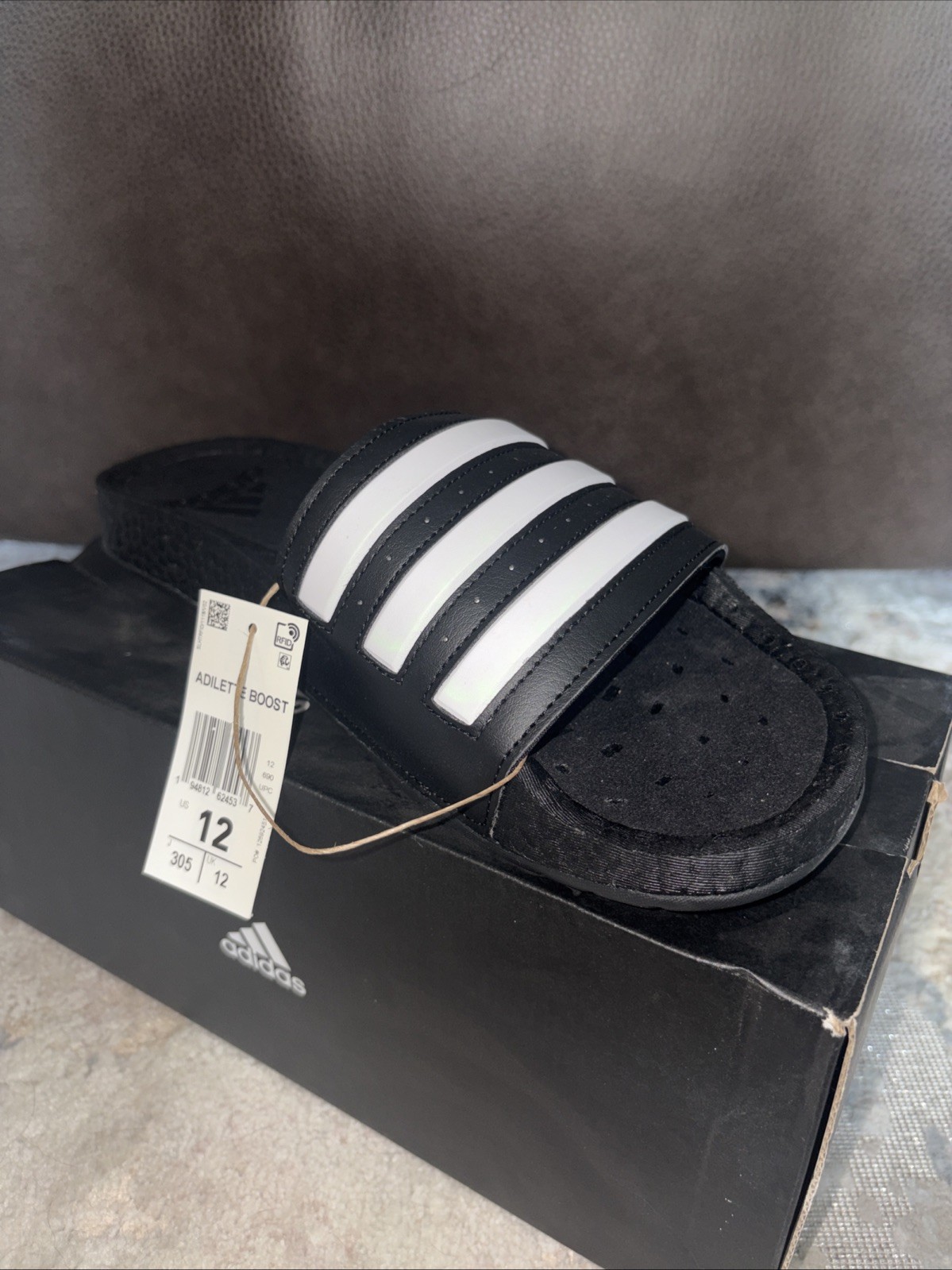 Adidas Adilette Boost for Men,Size 12US-Black/White