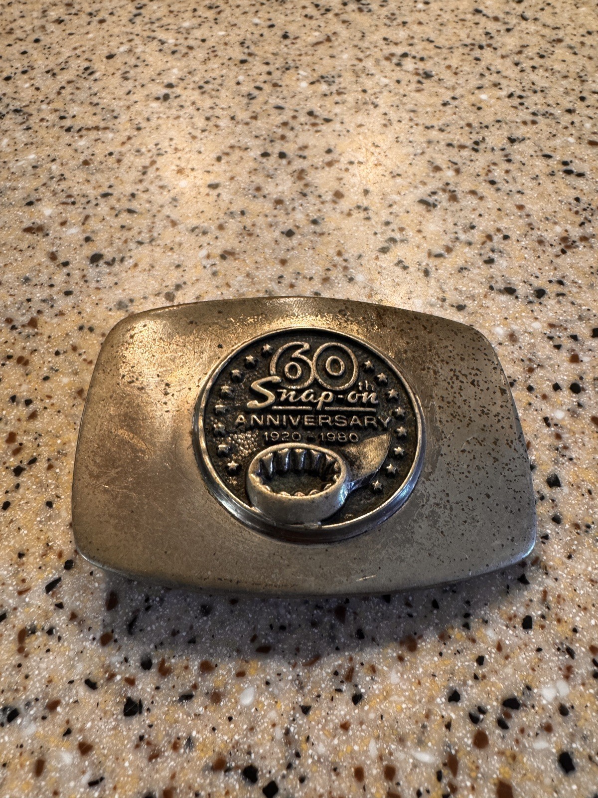 VTG Snap-On Tools solid Silver bronze 60th Anniversary Belt Buckle Made In USA