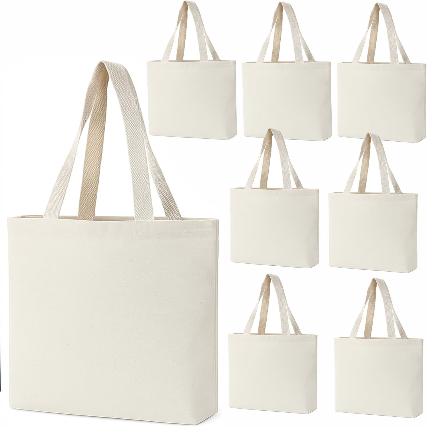 Pack of 12 8×8 Mini Natural Color Canvas Tote Bags Dozen Small Canvas Bag