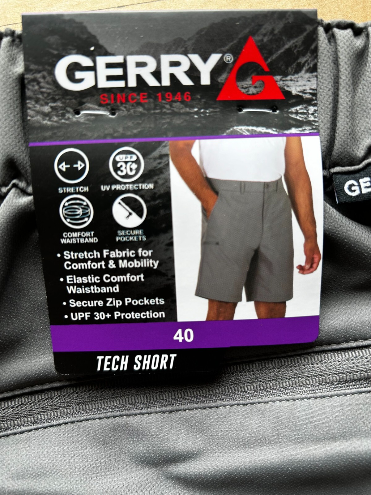 Gerry Men’s Tech Short UPF 30+ Gray size 40