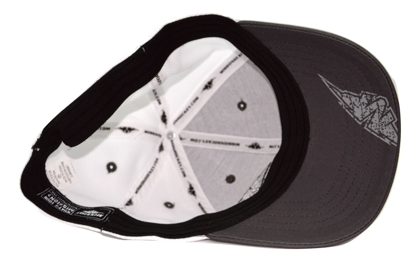 Mission Hockey Gray & White Mesh Back Flex Fit One Size Fits Most Hockey Cap Hat