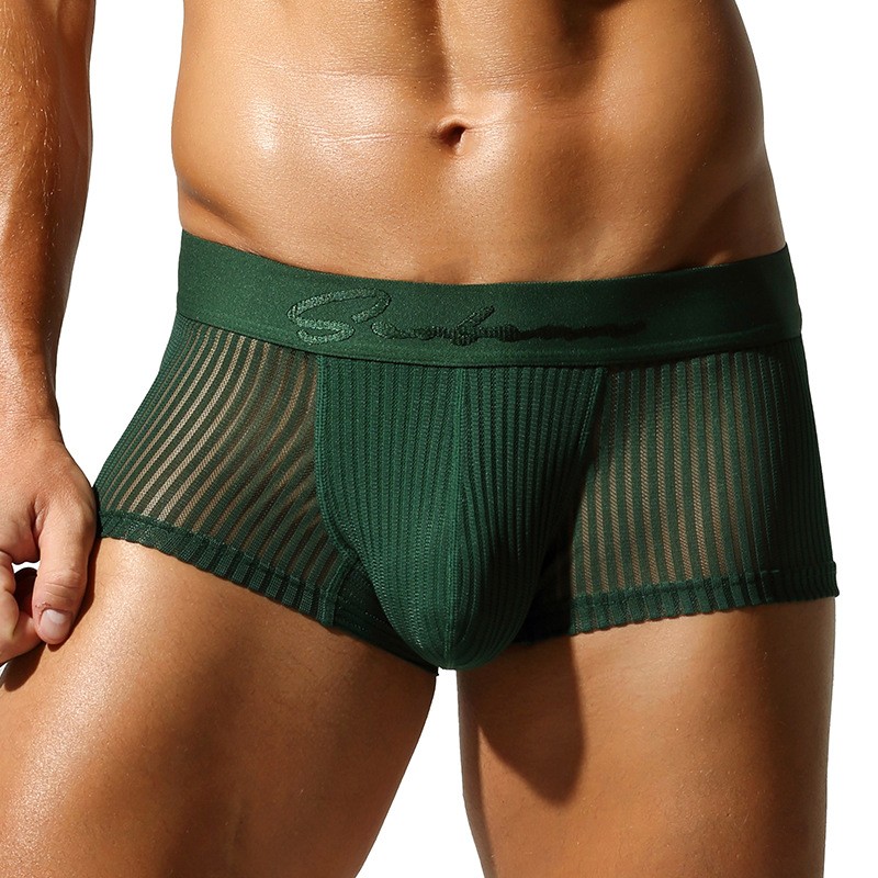 NEW Seobean Men’s Comfy Shorts Striped Pouch Underwear Low-Rise Boxer Briefs