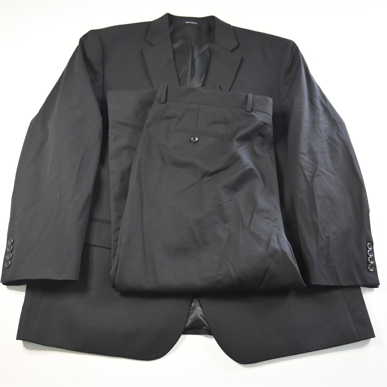 Pronto Uomo 50R 46×28 Black 100% Wool Mens Jacket Pants Suit