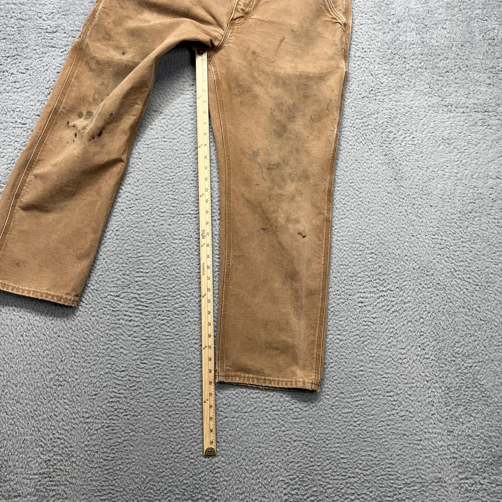 Carhartt FR Dungaree Fit Carpenter Pants Mens 36×30 Brown Canvas FRB229 Work