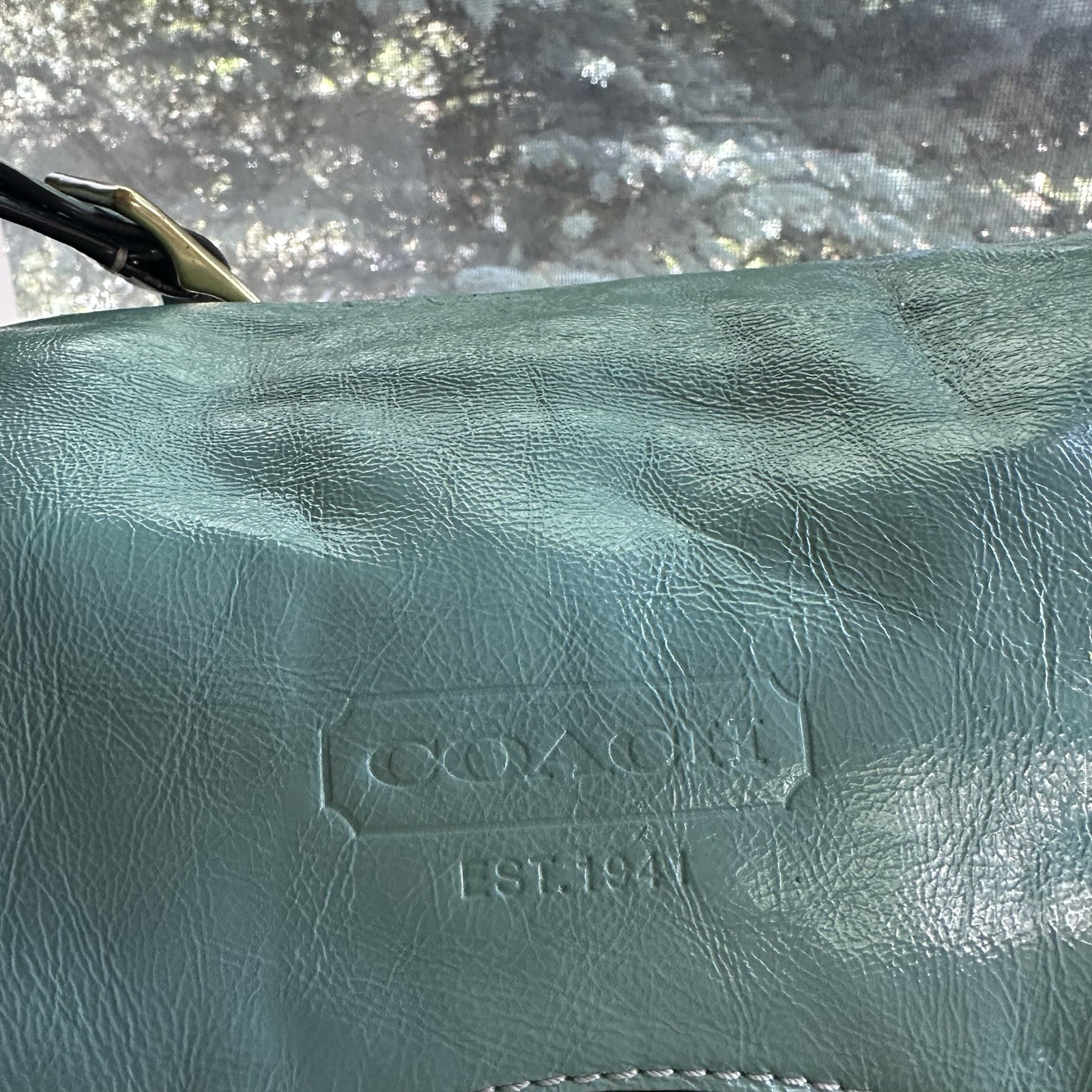 🦋Vintage COACH Ali Turquoise Legacy Patent Leather Turnlock Shoulder Bag f13370