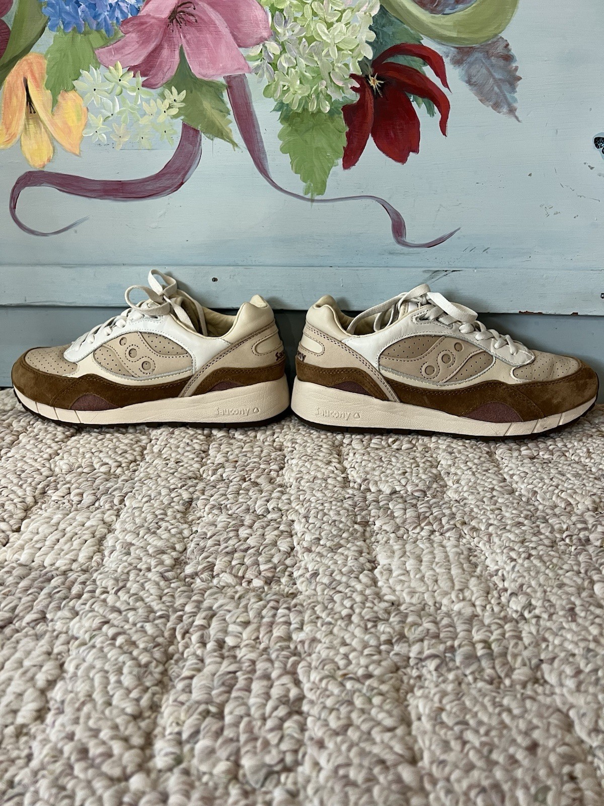 Saucony Shadow 6000 Beige Rust Sneakers Mens Shoes Size 8 Brown Tan S70775-1
