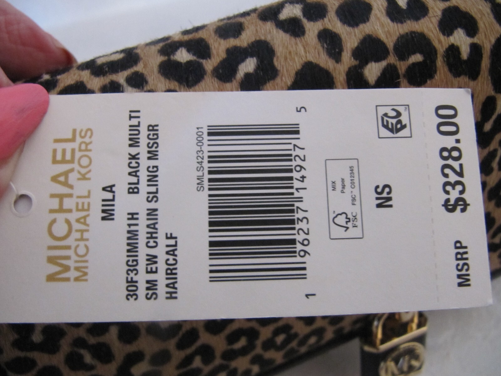 Michael Kors Mila Leopard Haircalf Small E W Chain Sling Messenger Bag NWT $328