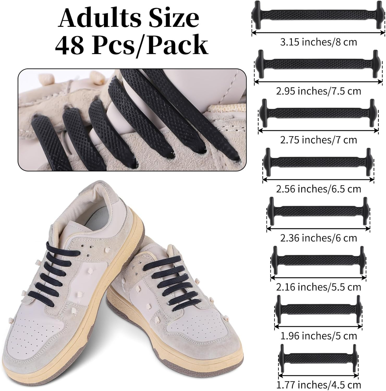3 Set No Tie Elastic Silicone Shoelaces Tieless Stretch Shoe Laces