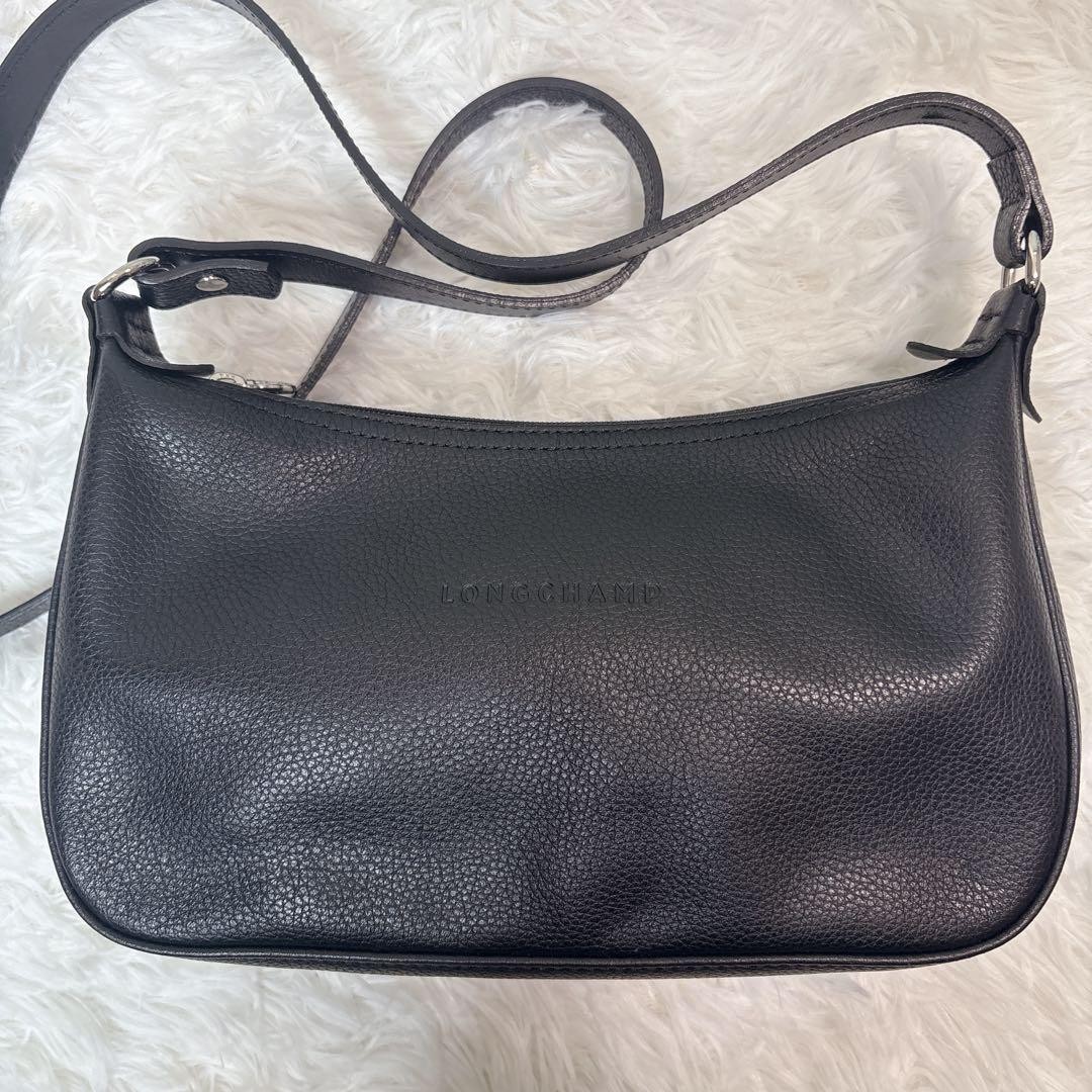 Excellent Condition LONGCHAMP Longchamp Shoulder Bag Black Leather