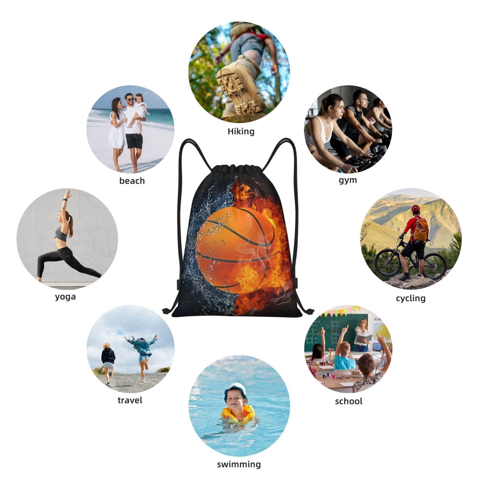 Basketball Drawstring Bags for Kids Boys Girls, Sports-Themed Drawstring Back…